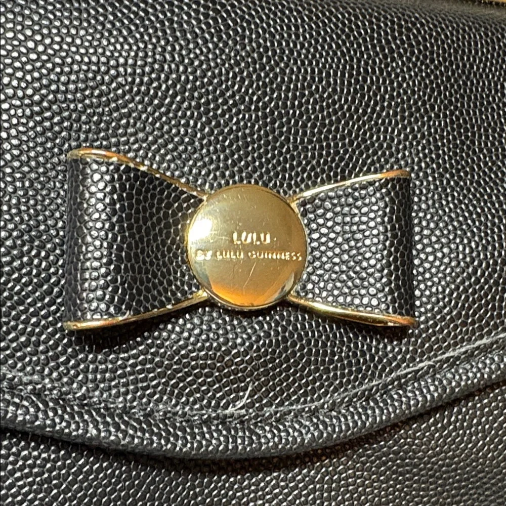 Lulu Guinness Black Faux Leather Crossbody (missing top handle)
